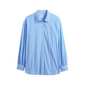 NWT GAP x Doen Organic Cotton Poplin PJ Shirt in Blue Stripe Oversized L